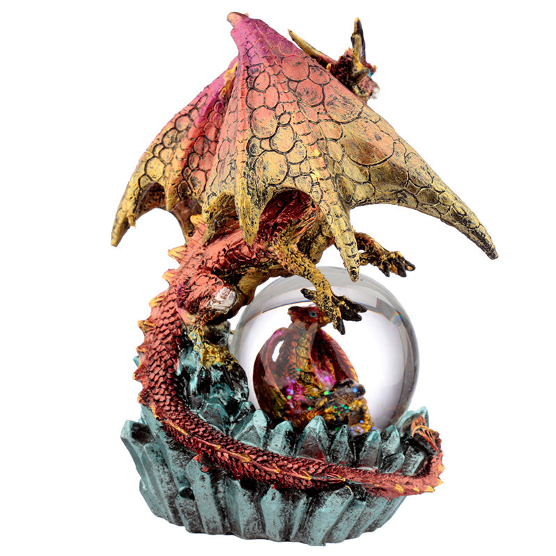 Dark Legends Crystal Orb Dragon Mother Snow Globe - Red