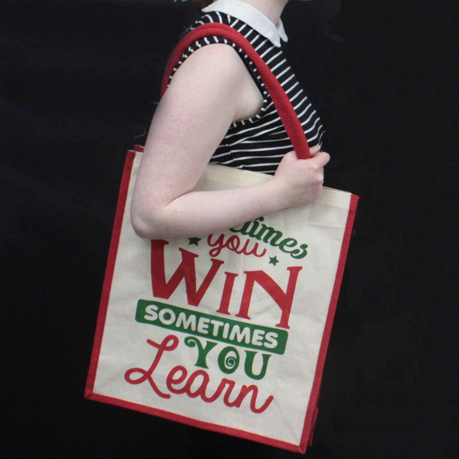 Sometimes You Win Sometimes You Learn Jute Shopping Bag - Myhappymoments.co.uk