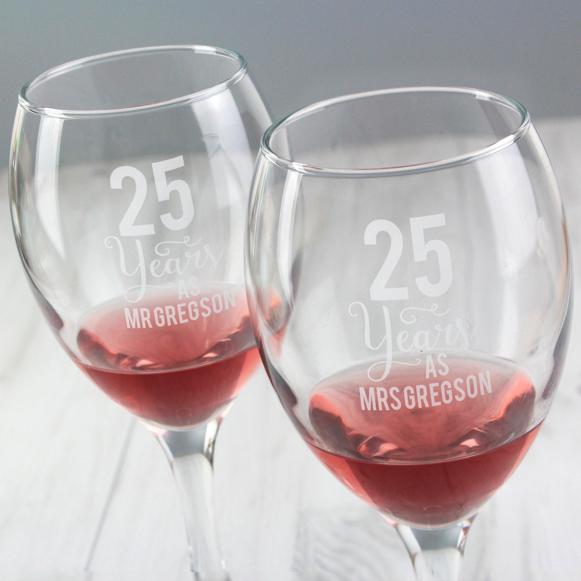 Personalised Anniversary Wine Glasses With Silk Lined Gift Box - Myhappymoments.co.uk