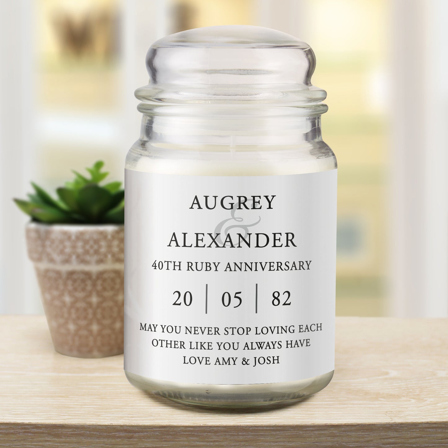 Personalised Couples Large Scented Jar Candle