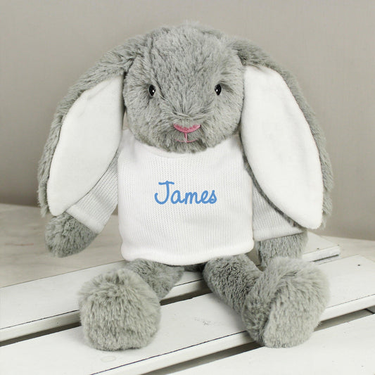 Personalised Name Only Bunny Rabbit Soft Toy - Blue