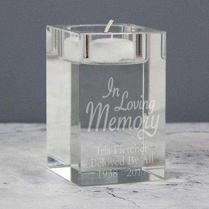 Personalised In Loving Memory Glass Tea Light Candle Holder - Myhappymoments.co.uk