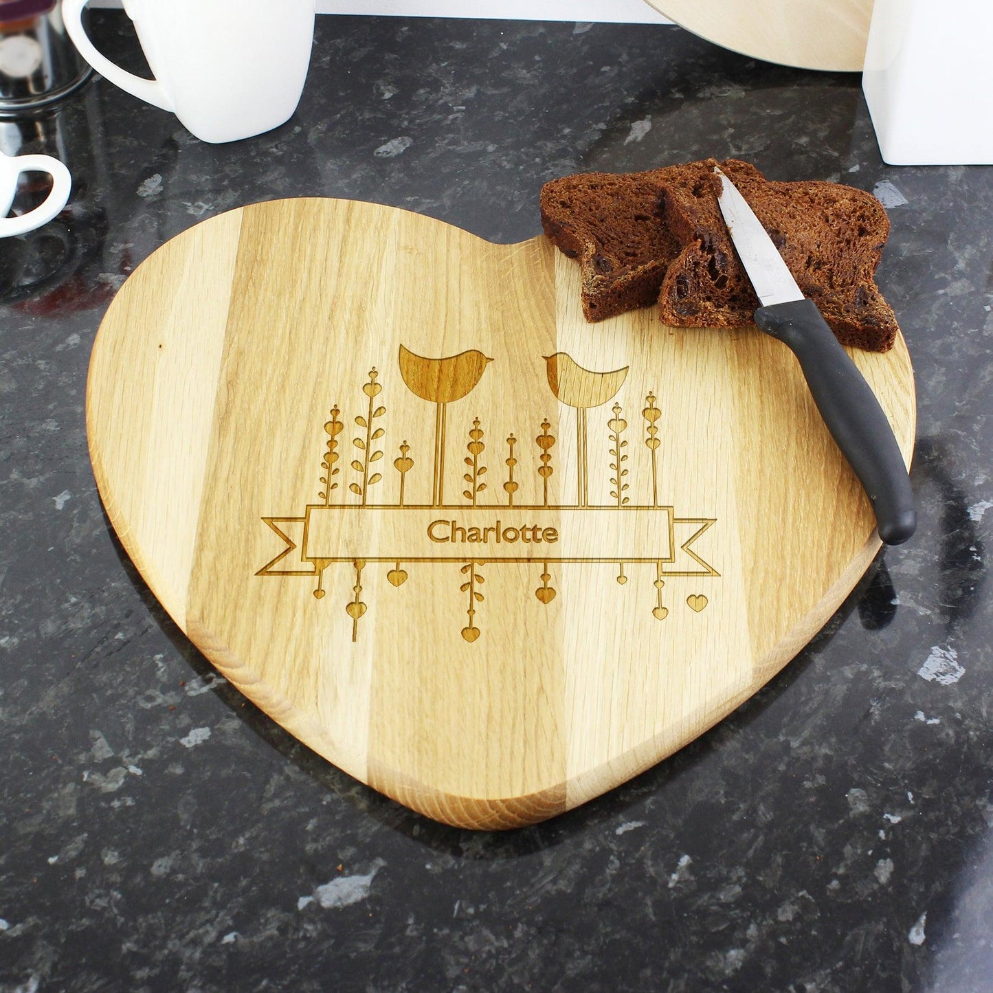 Personalised Decorative Bird Heart Chopping Board