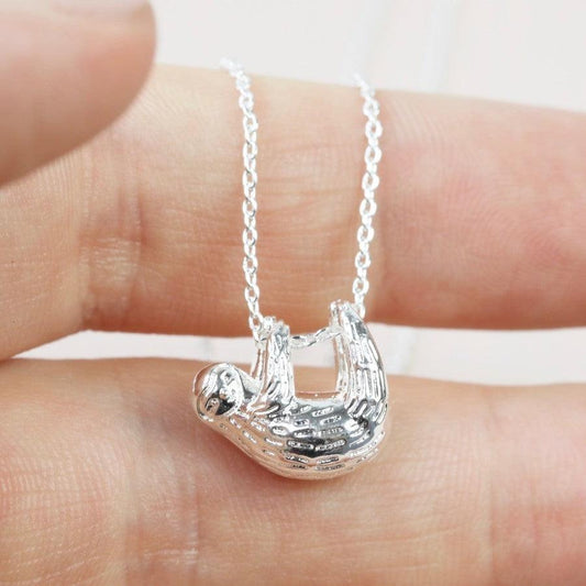 SILVER SLOTH NECKLACE