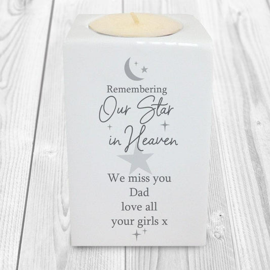 Personalised Our Star In Heaven Ceramic Tea Light Holder