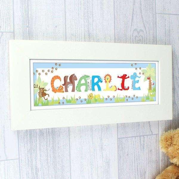 Personalised Boys Animal Name Frame - Myhappymoments.co.uk