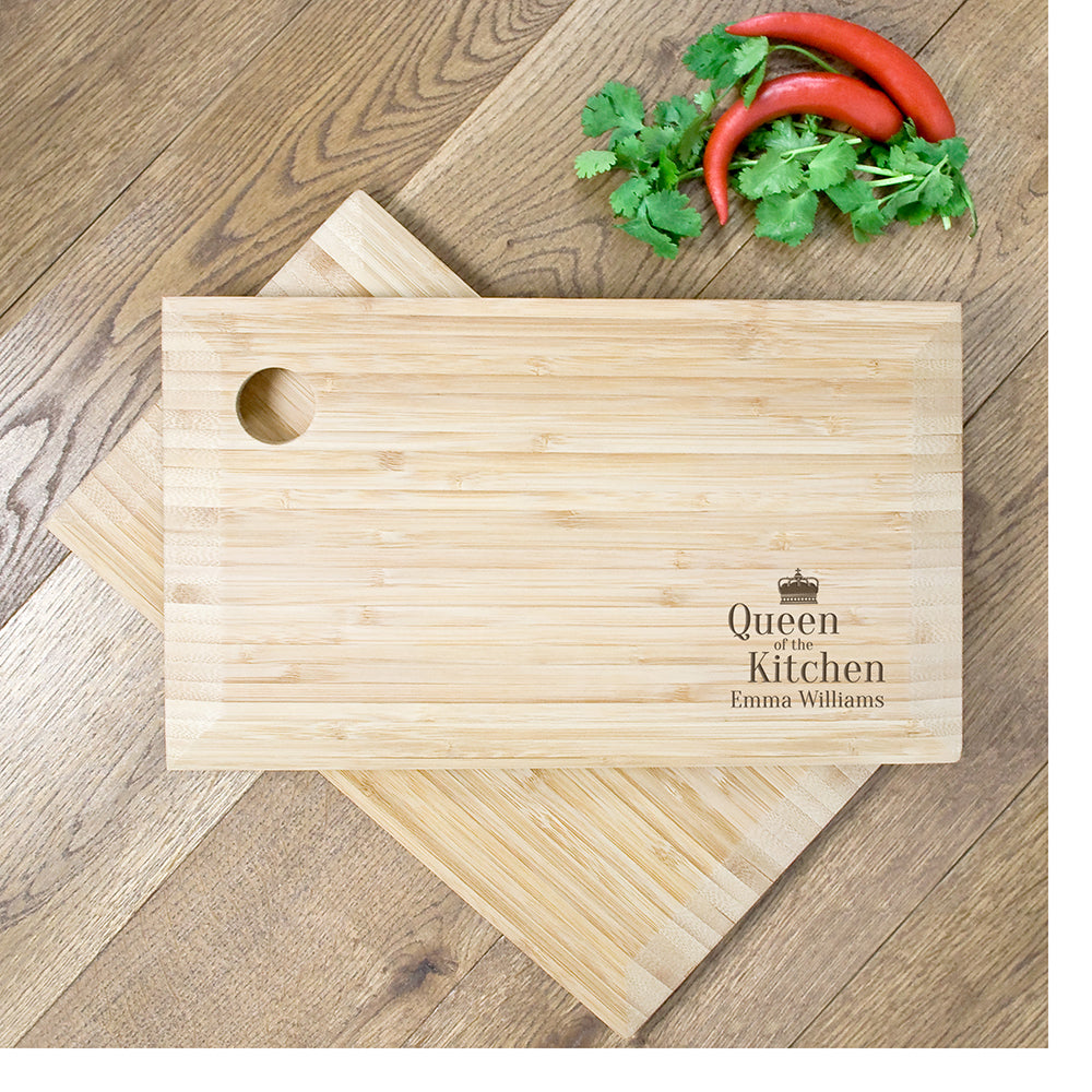 Personalised Queen of the Kitchen Bamboo Chopping Board