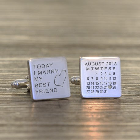 Personalised Today I Marry My Best Friend Wedding Cufflinks - Myhappymoments.co.uk