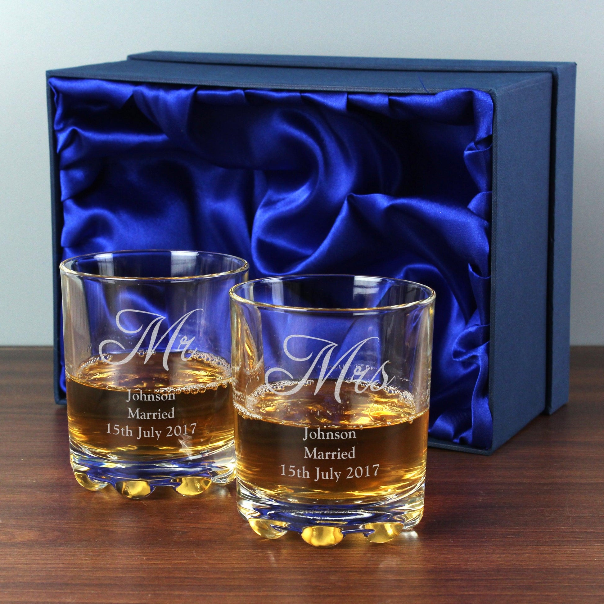 Personalised Mr & Mrs Pair of Tumbler Glasses 