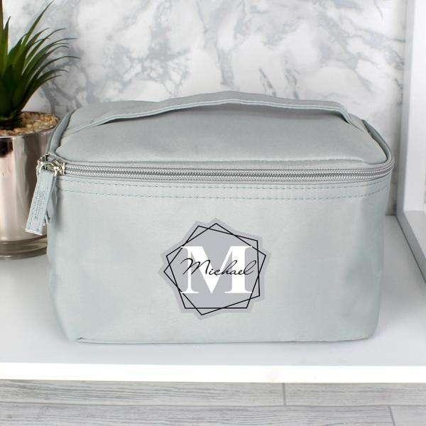 Personalised Initial Grey Make Up Wash Bag - Myhappymoments.co.uk