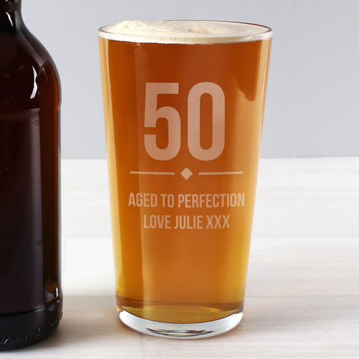 Personalised 50th Birthday Pint Glass