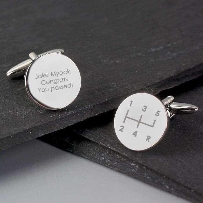 Personalised Gear Stick Round Cufflinks - Myhappymoments.co.uk