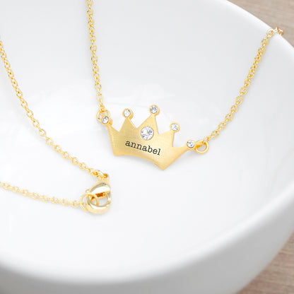 Personalised Kids Princess Crown Necklace