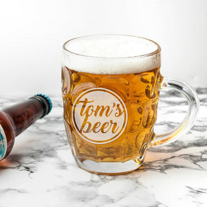 Personalised Name Dimpled Beer Glass