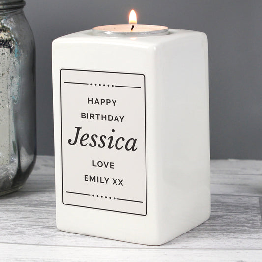 Personalised Ceramic Tea Light Candle Holder