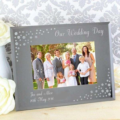 Personalised Any Message Diamante Landscape 6x4 Glass Photo Frame - Myhappymoments.co.uk