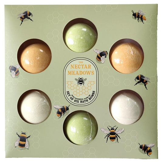 Set of 6 Bee Luxury Orange Blossom & Honey Mini Bath Bombs with Jojoba Oil