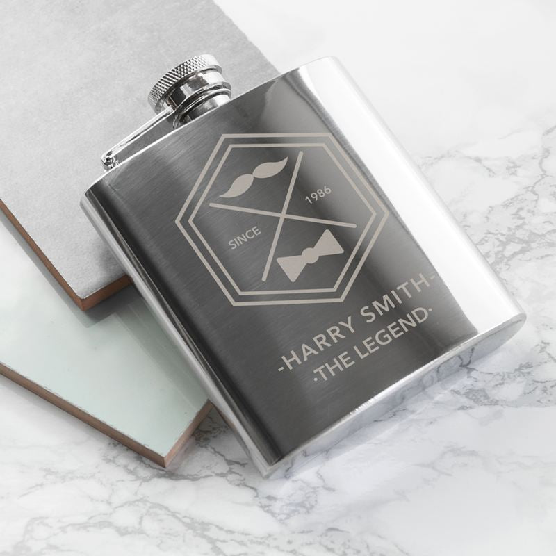 Personalised Legend Dad's Silver Hip Flask - Myhappymoments.co.uk