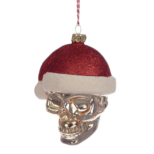 Santa Skull Glass Christmas Bauble