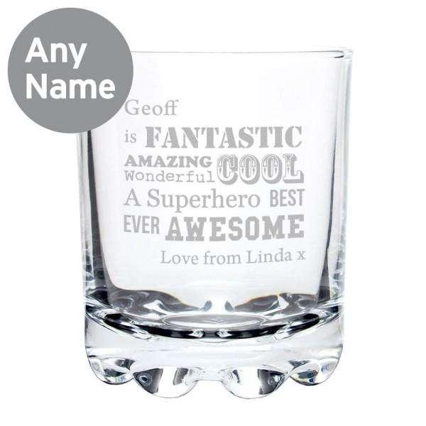 Personalised Superhero Glass Tumbler - Myhappymoments.co.uk