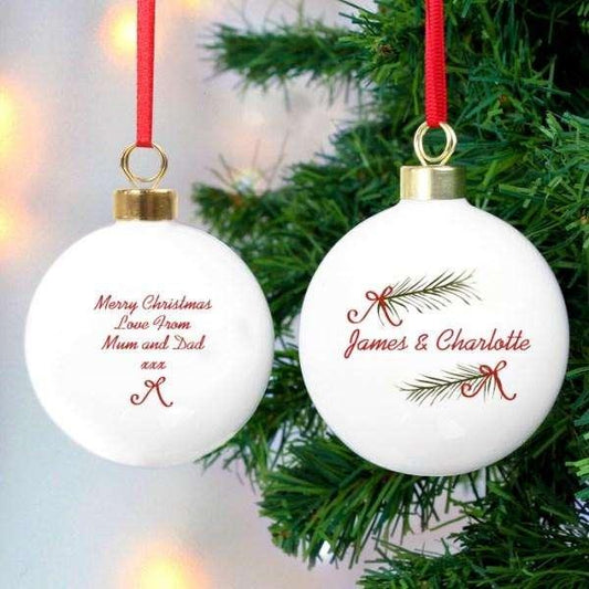 Personalised Seasonal Sprig Bauble - Myhappymoments.co.uk