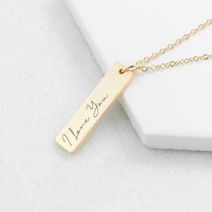 Personalised Real Handwriting Bar Necklace