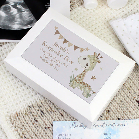 Personalised Hessian Giraffe Wooden Jewellery Box - Myhappymoments.co.uk