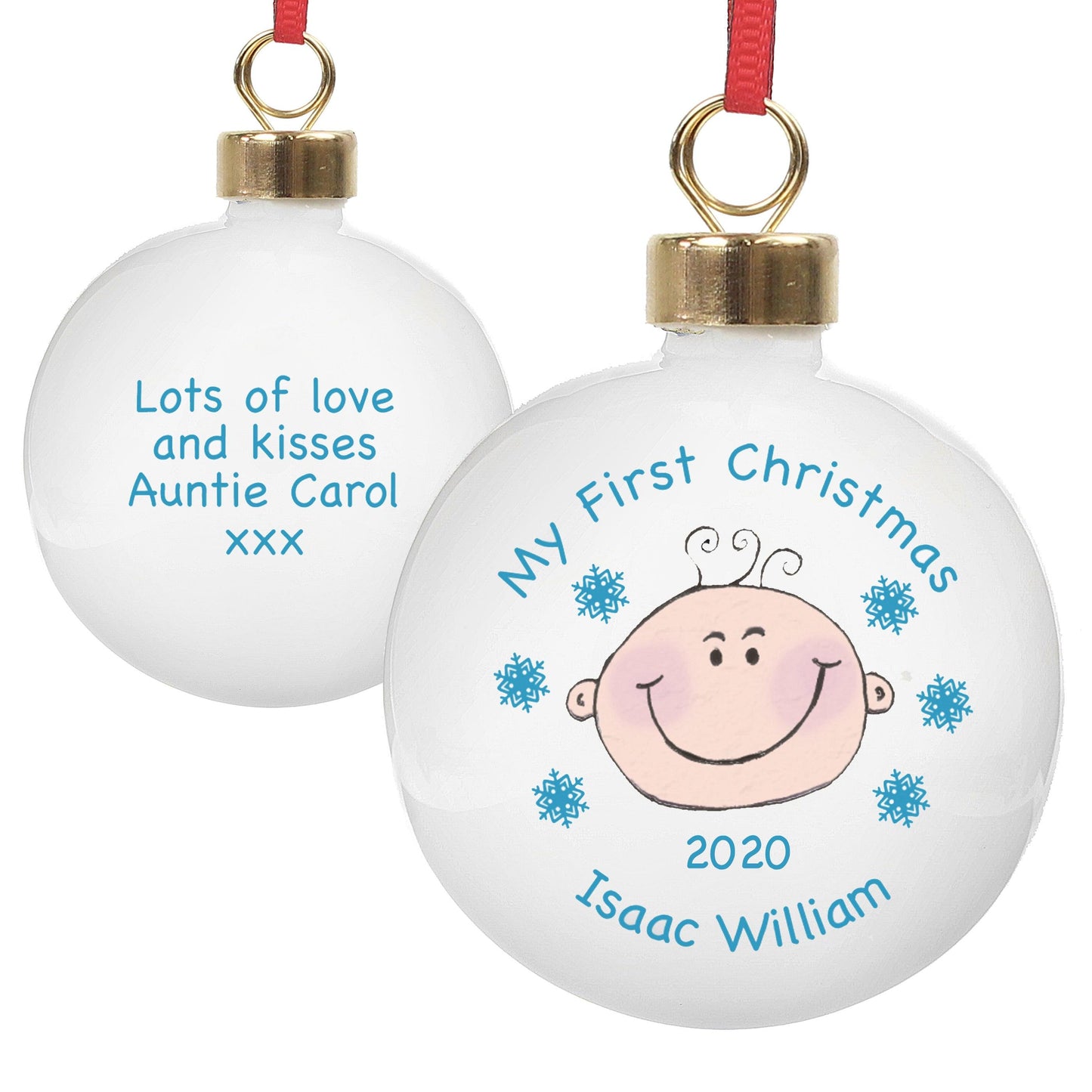 Personalised Baby Boy My First Christmas Bauble - Myhappymoments.co.uk