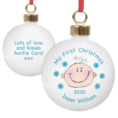 Personalised Baby Boy My First Christmas Bauble - Myhappymoments.co.uk