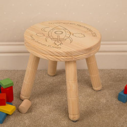 Personalised Children’s Laser Engraved Space Rocket Stool