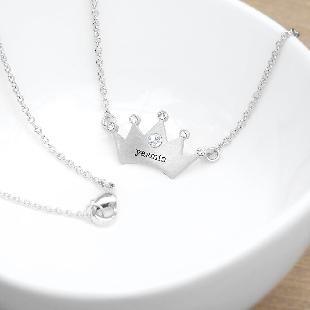 Personalised Kids Princess Crown Necklace