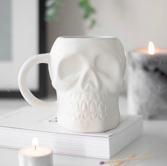 Matte White Skull Shaped Mug