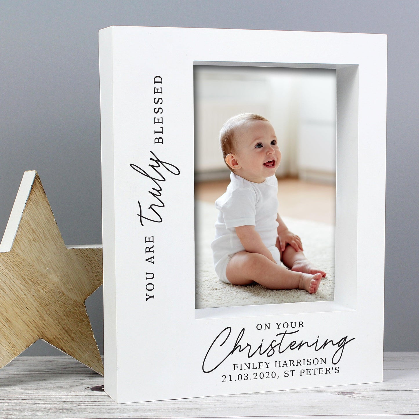 Personalised 'Truly Blessed' Christening Box Photo Frame 7x5