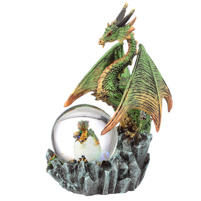 Dark Legends Crystal Orb Dragon Mother Snow Globe - Green