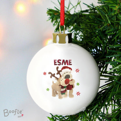 Personalised Boofle Christmas Reindeer Bauble - Myhappymoments.co.uk