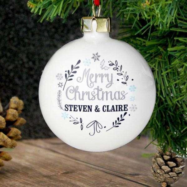 Personalised Merry Christmas Frost Bauble - Myhappymoments.co.uk