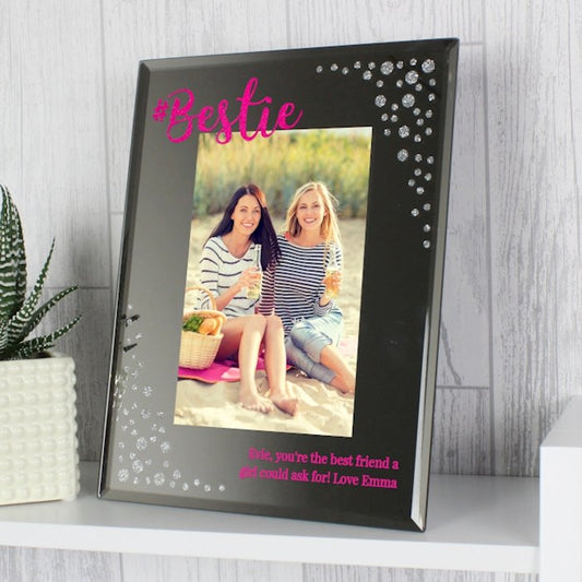 Personalised Bestie Diamante Glass Photo Frame 4x6 - Myhappymoments.co.uk