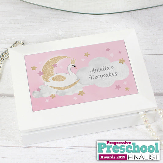 Personalised Swan Lake White Jewellery Box