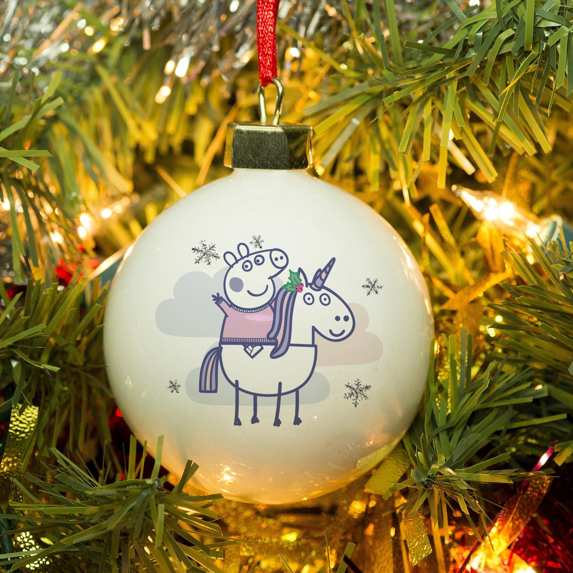 Personalised Peppa Pig Unicorn Christmas Bauble