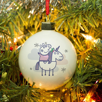 Personalised Peppa Pig Unicorn Christmas Bauble