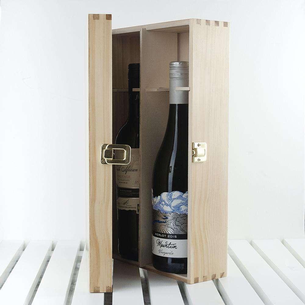 Personalised Wedding Two Bottle Wine Box - They Lived Happily Ever After - Myhappymoments.co.uk