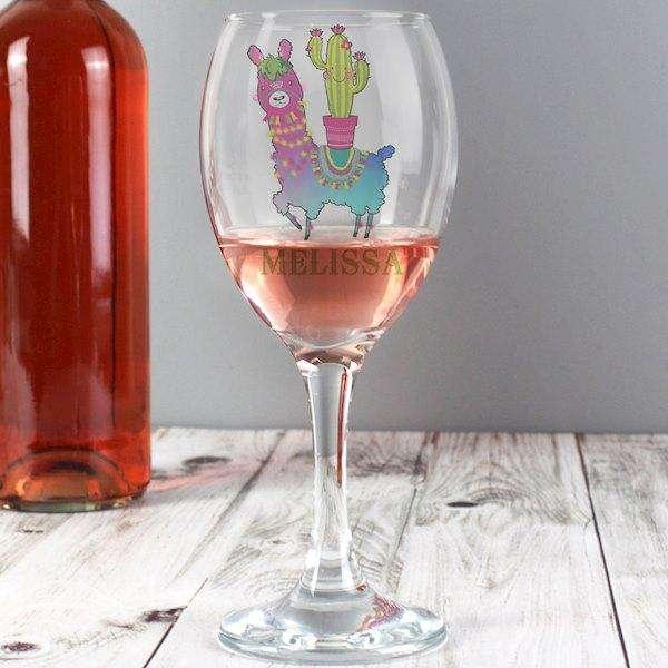 Personalised Llama Wine Glass - Myhappymoments.co.uk