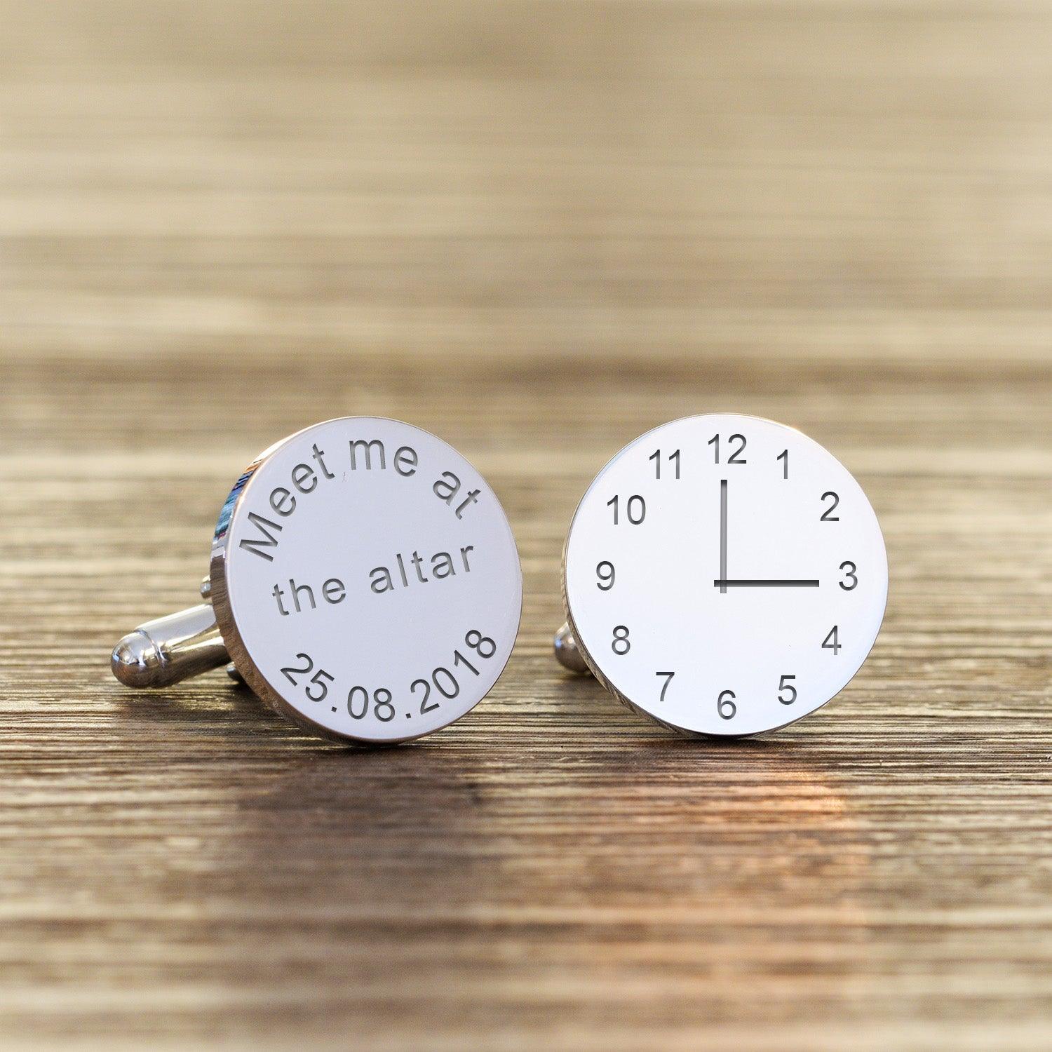 Personalised Meet Me At The Altar Wedding Cufflinks - Myhappymoments.co.uk