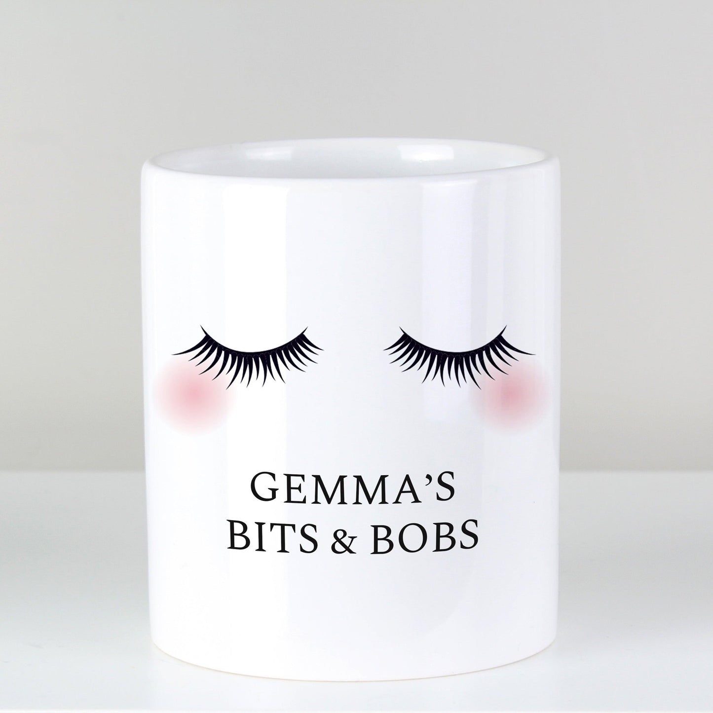 Personalised Eyelashes Porcelain Storage Bucket Or Pot - Myhappymoments.co.uk