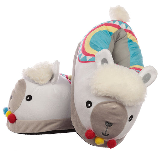 Plush Llama Slippers Unisex One Size - Myhappymoments.co.uk