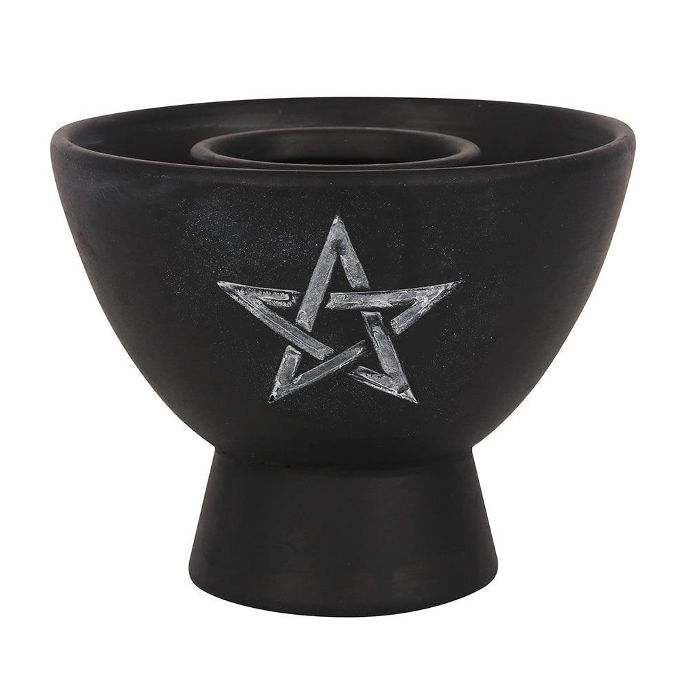 Black Pentagram Terracotta Smudge Stick Bowl