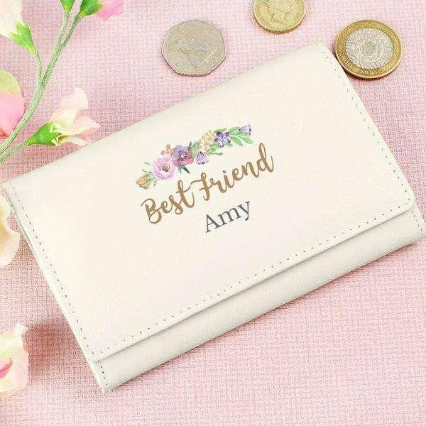 Personalised Floral Watercolour Cream Purse - Myhappymoments.co.uk