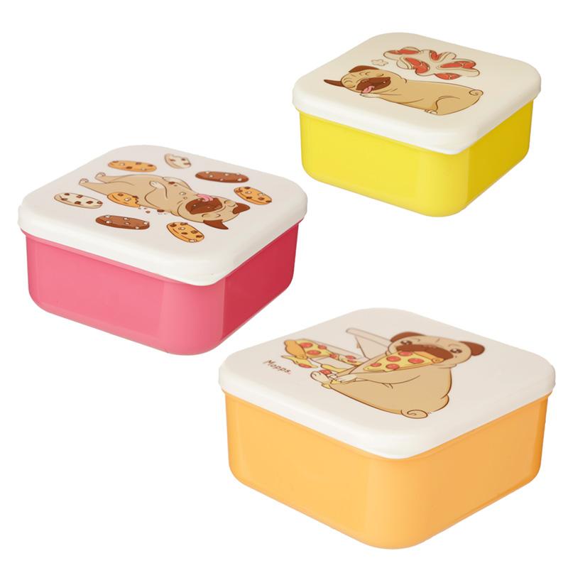 Set of 3 Lunch Boxes - Mopps Pug