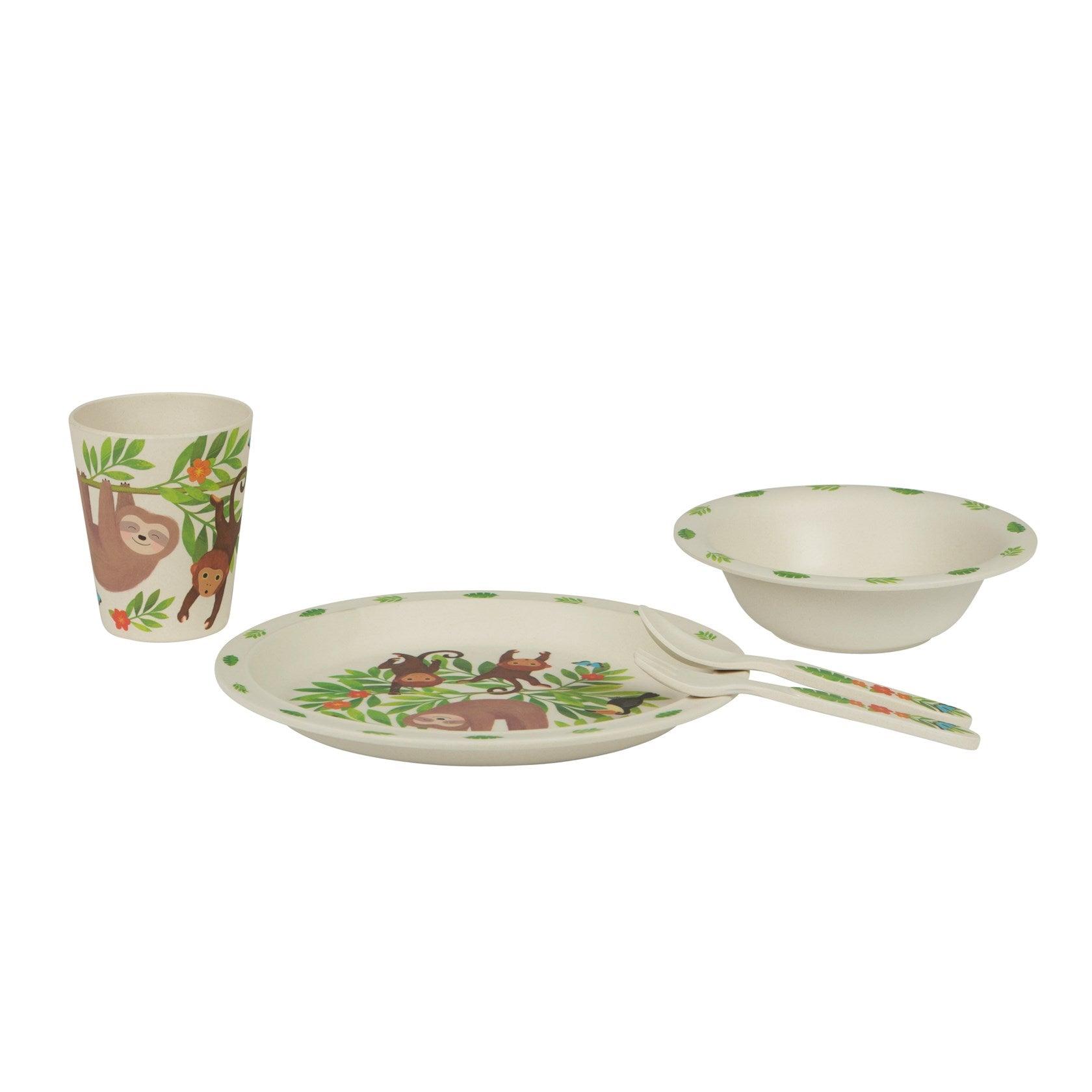 Sloth and Friends Bamboo Tableware Set