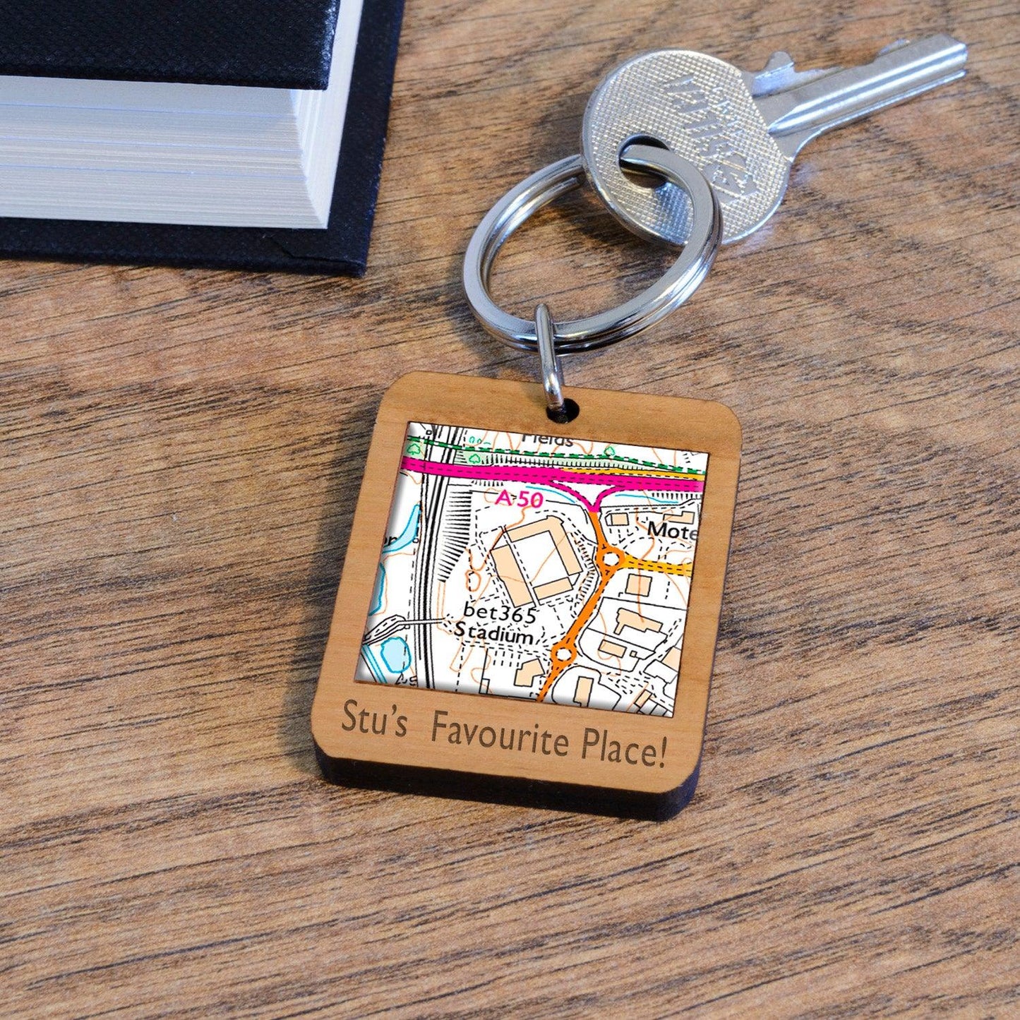 Football Stadium Map Wooden Keyring